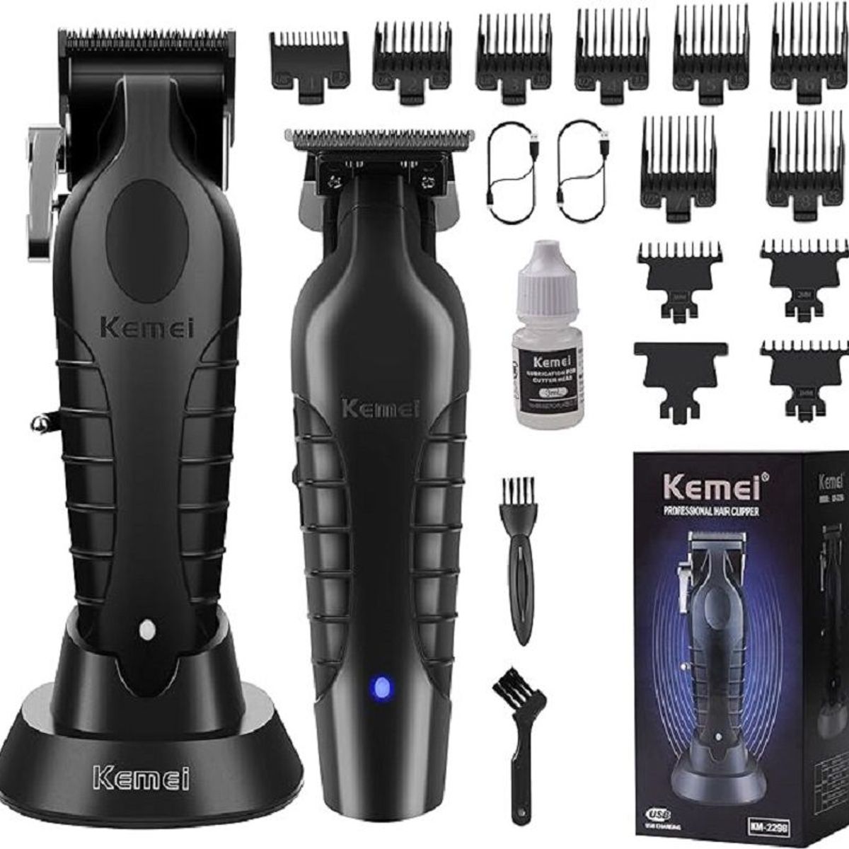 KEMEI - Combo Profesional Barbería Maquina + Trimmer Oferta Especial