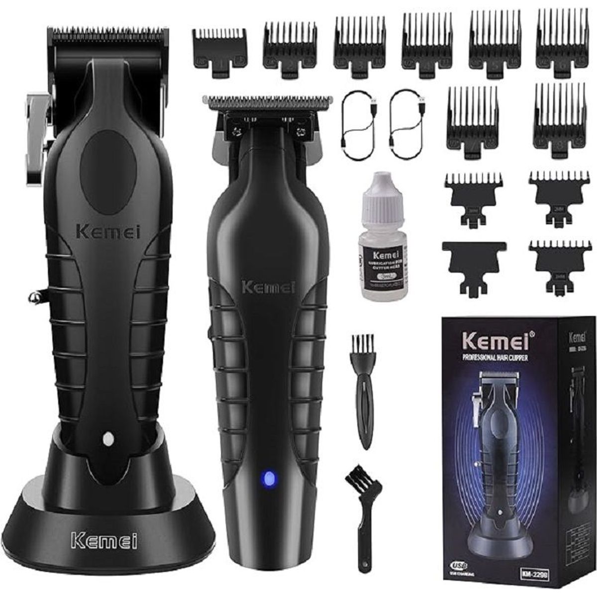 KEMEI - Combo Profesional Barbería Maquina + Trimmer Oferta Especial