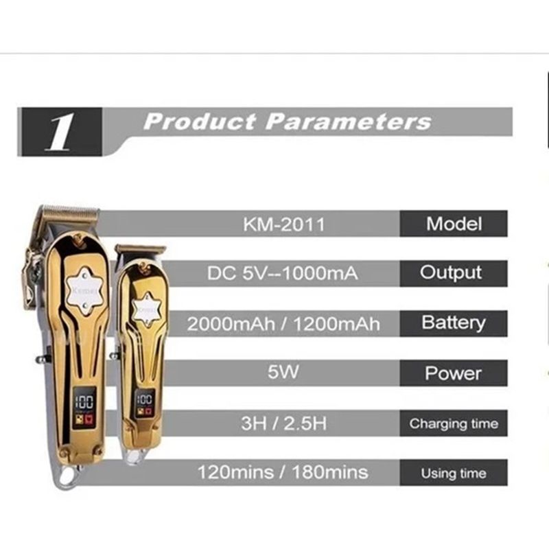 KEMEI - Combo Barbero Profesional Maquina Peluquera + Trimmer Oferta Especial