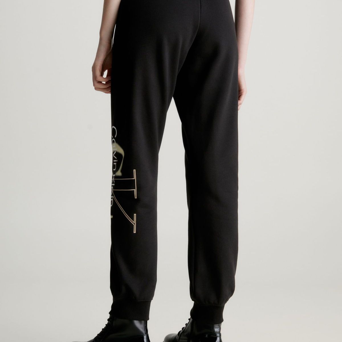 CALVIN KLEIN - Pantalón Negro De Chándal Con Monograma Calvin Klein