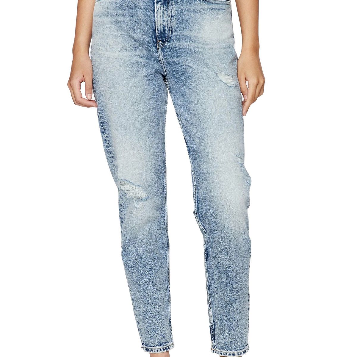 CALVIN KLEIN - Jean Azul Mom Desgastados Para Mujer Calvin Klein