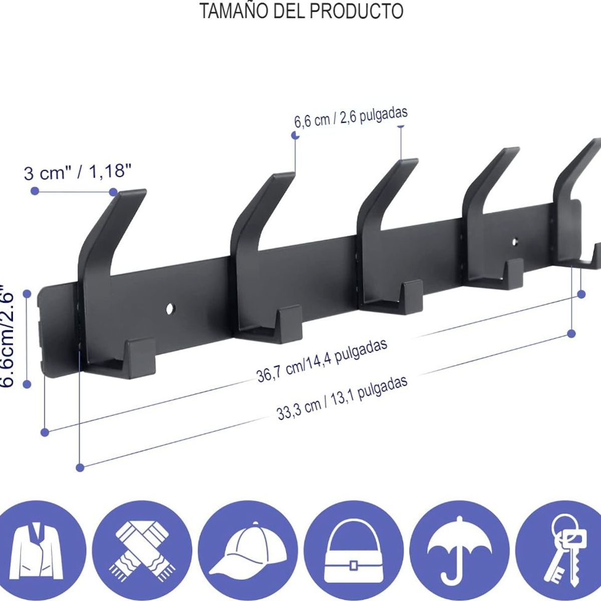 KOBALT - Perchero pared con ganchos
