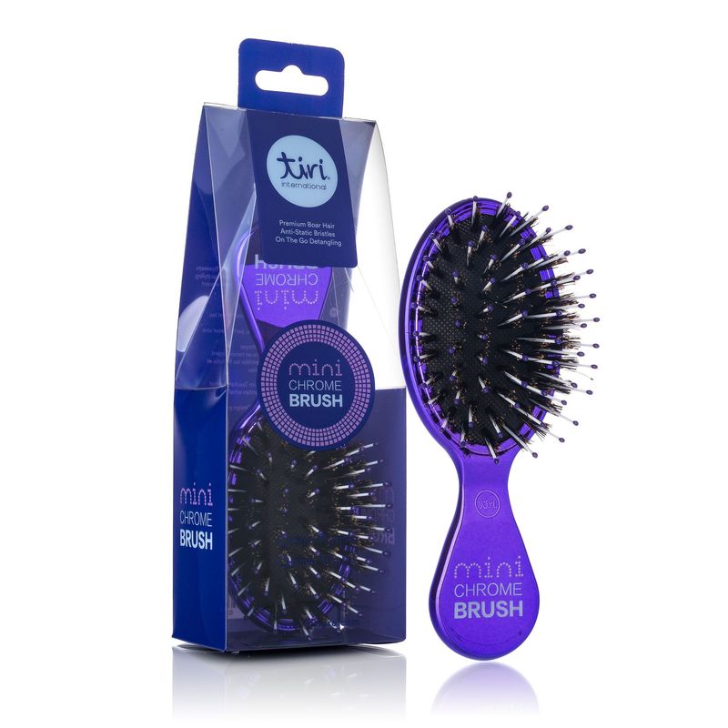 GENERICO - Mini Cepillo de Cerdas de Jabalí Tiri Pro Ideal para Bolso - Morado
