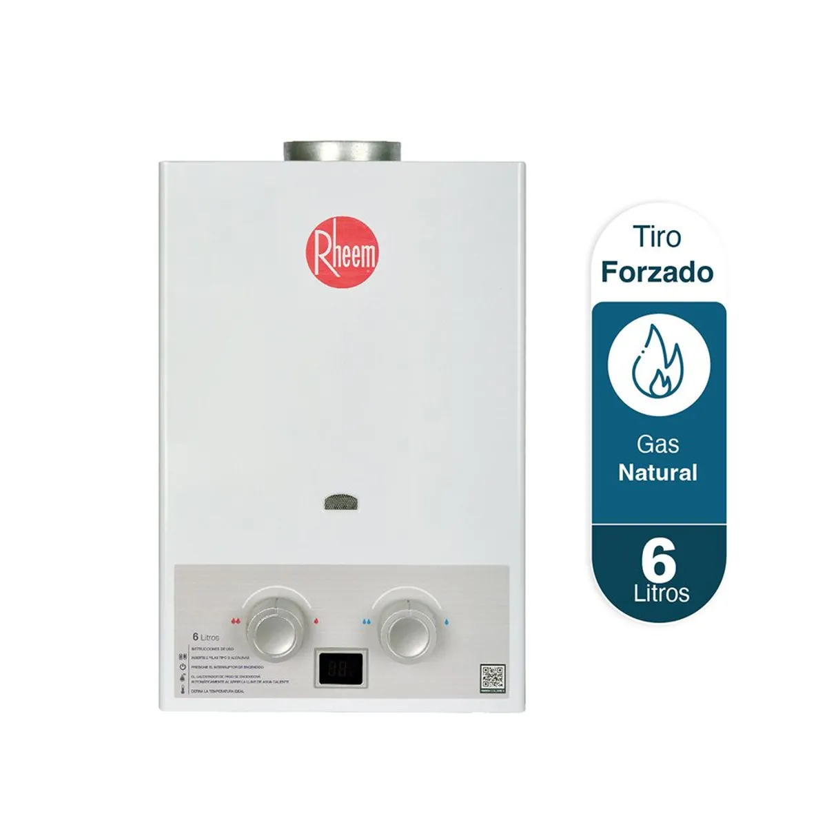 RHEEM - Calentador De Agua 6lt Gas Natural Tiro Natural  Rhemm