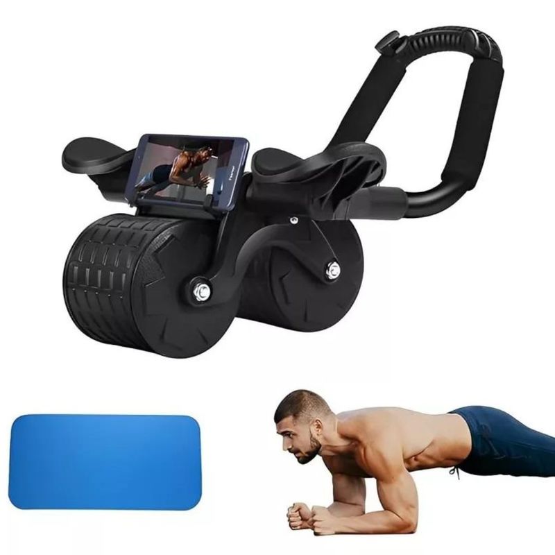 GENERICO - Rueda Abdominal Abs Rebote Automático Soporte Codos Negra