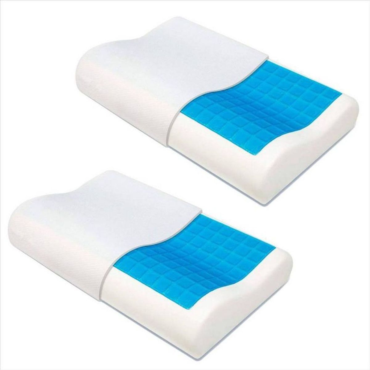 ONE PIXEL - Set 2 Almohadas Ortopedica Memory Foam Gel Activo Fresco Funda