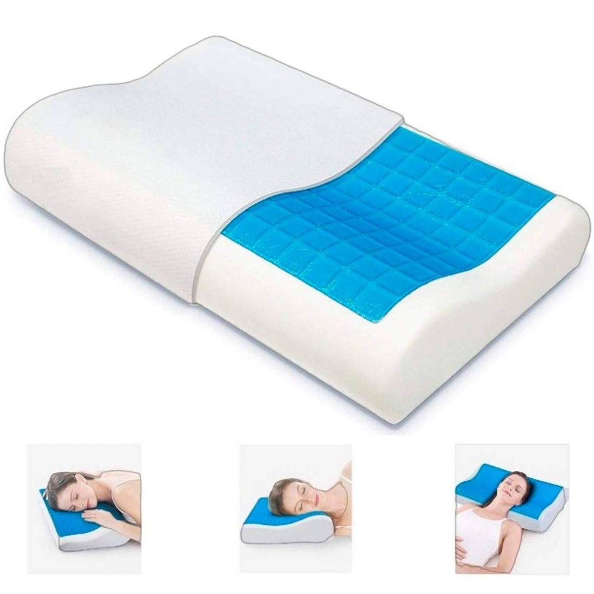 ONE PIXEL - Set 2 Almohadas Ortopedica Memory Foam Gel Activo Fresco Funda