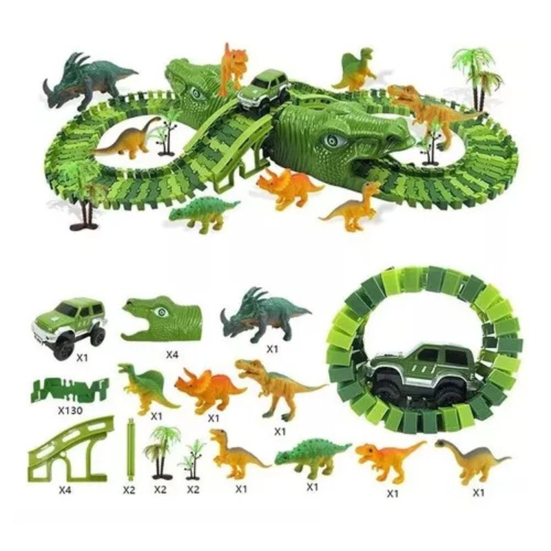 GENERICO - Pista de carros dinosaurio x140 pzas