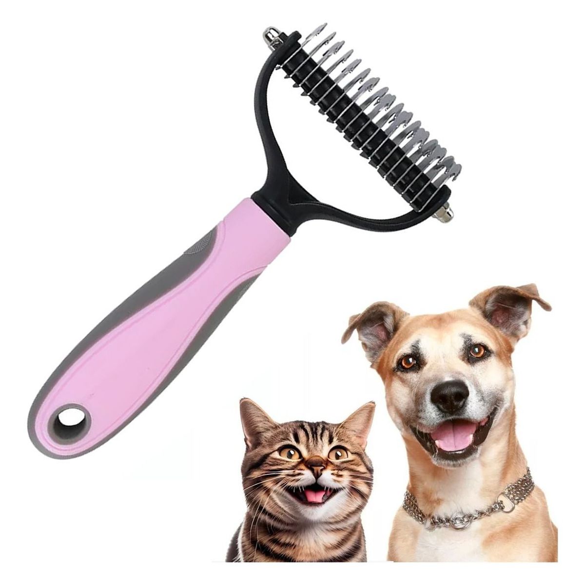 XALTA - Peine Para Mascotas Perro o Gato Retira Pelo Muerto - Rosa