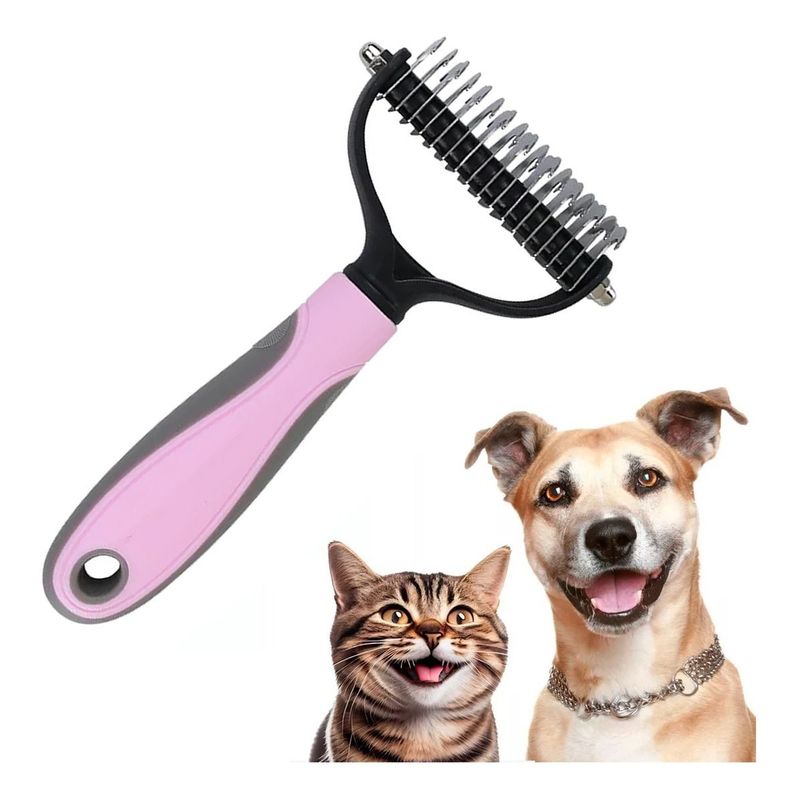 XALTA - Peine Para Mascotas Perro o Gato Retira Pelo Muerto - Rosa