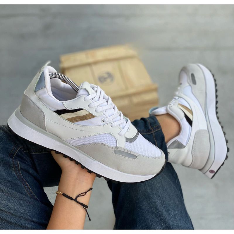 GENERICO - Tenis Hombre Zapatillas Suaves Deportivas Caballero-Blanco