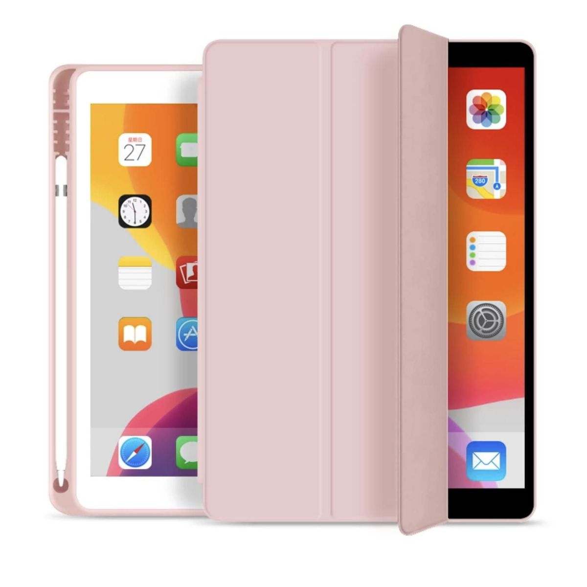 GENERICO - Estuche Protector Para iPad Air 4 y 5 10.9 + Vidrio Ceramico - Rosado