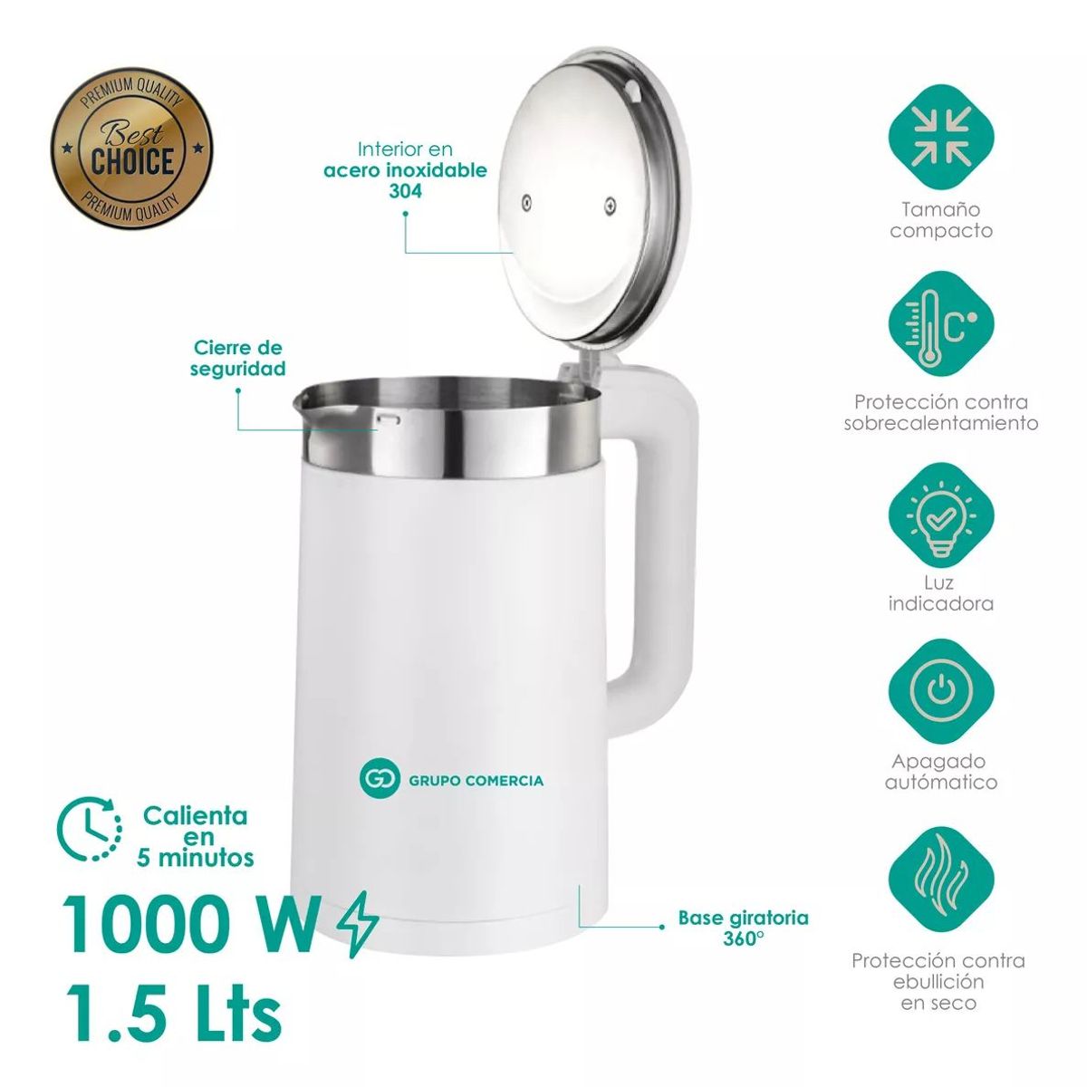 SHENGKE - Tetera Hervidor Eléctrico De Agua 18l Nobelsound 1000w