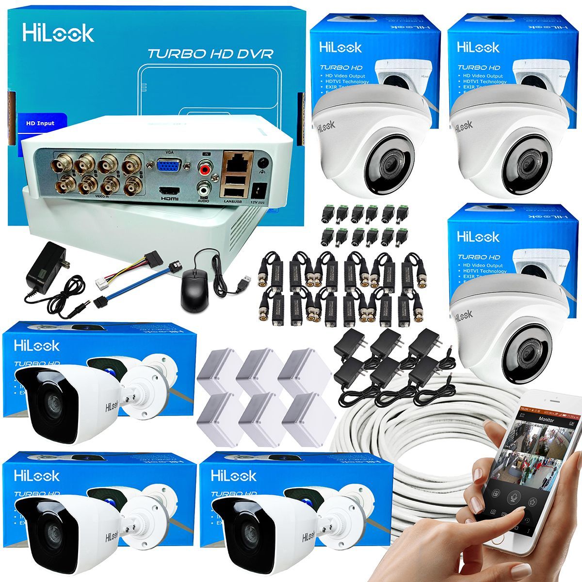 HILOOK - KIT HILOOK CAMARAS DE SEGURIDAD 1080P DVR 8 CH  + 6 CAMARAS CCTV