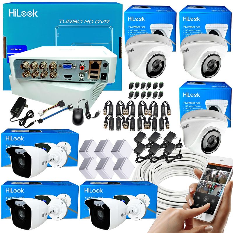 HILOOK - KIT HILOOK CAMARAS DE SEGURIDAD 1080P DVR 8 CH  + 6 CAMARAS CCTV