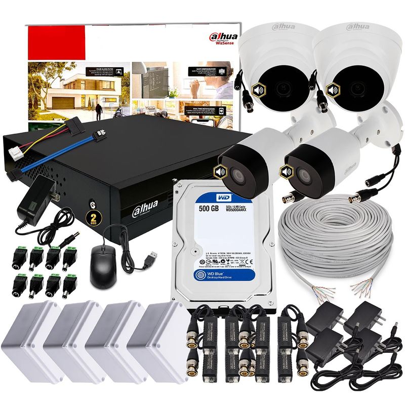 DAHUA - KIT DAHUA CAMAARS DE SEGURIDAD 1080P 8 CH + 4 CAMARAS AUDIO + DISCO 500GB