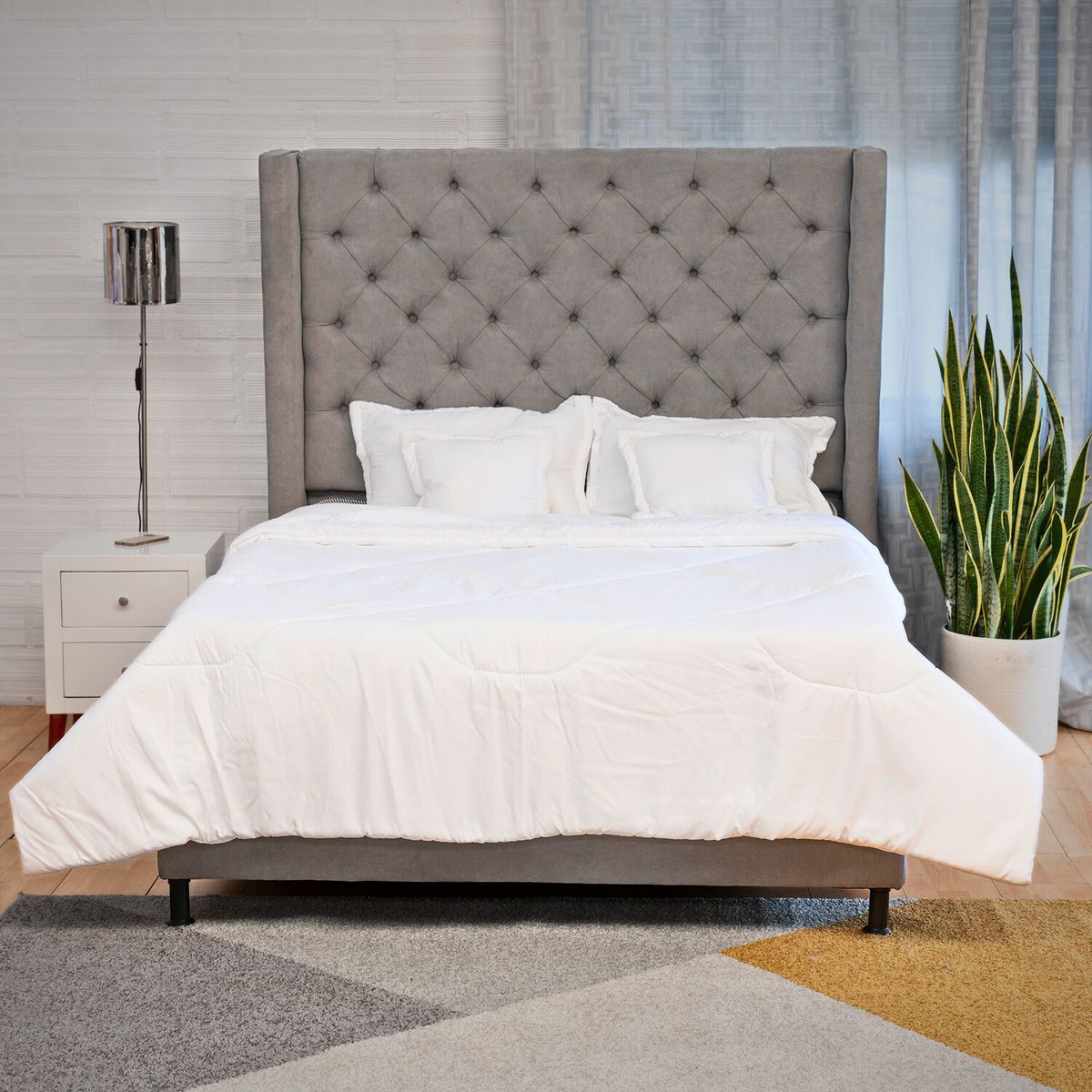 ARMONIA HOME - Cabecero Capitoneado Valencia Semidoble Gris