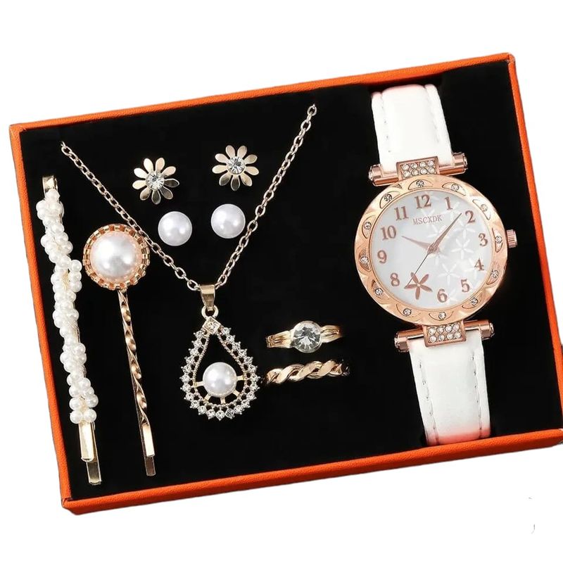 VANIDADES COLLECTIONS - Kit Reloj Negro Rosas Para Mujer + Juego De Collar Aretes