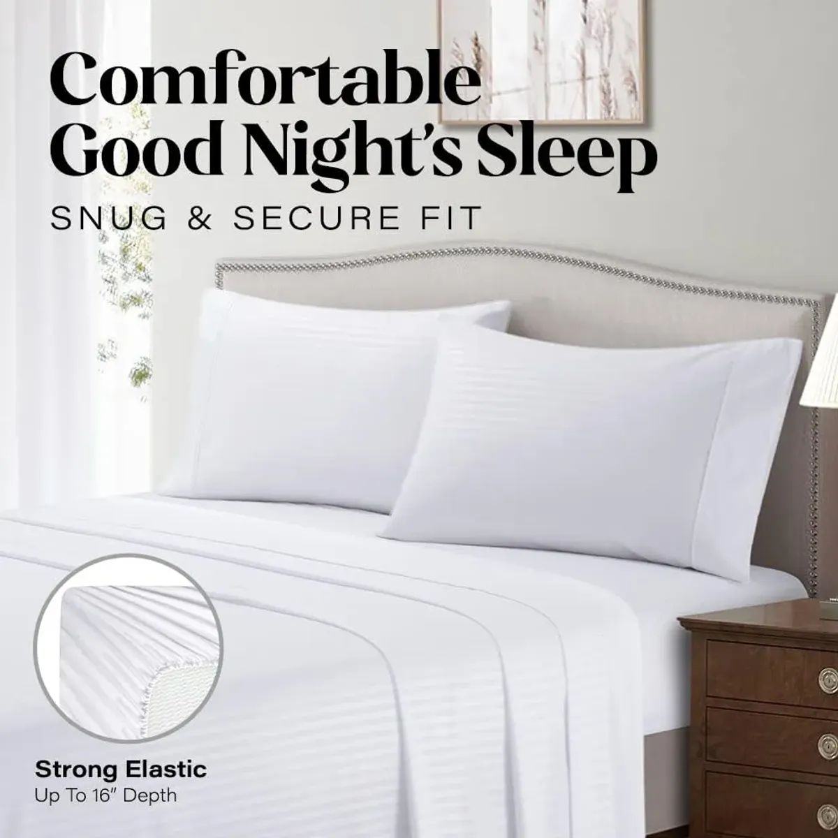 PREMIUM - Sabanas Blancas Luxury - Cama Queen - 100% Algodón 600 Hilos