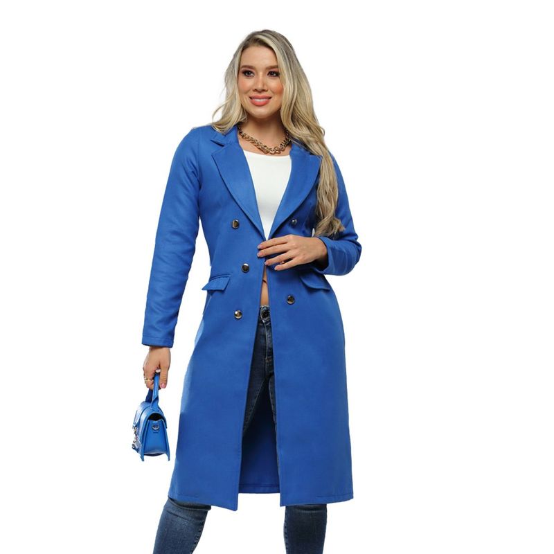 SYK - Gaban Para Mujer De Paño Abrigo largo Azul