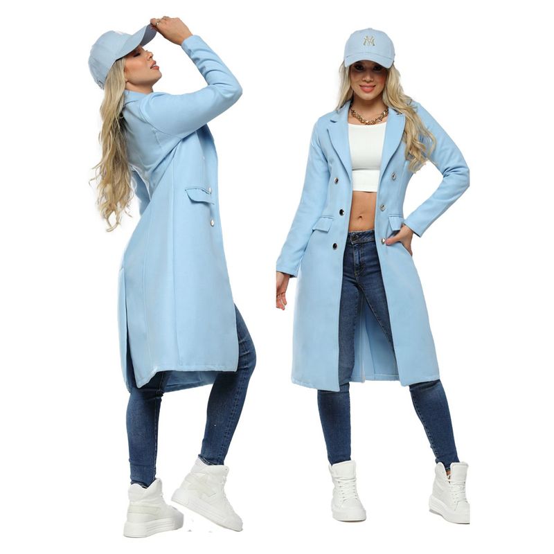 SYK - Gaban Para Mujer De Paño Abrigo largo Azul