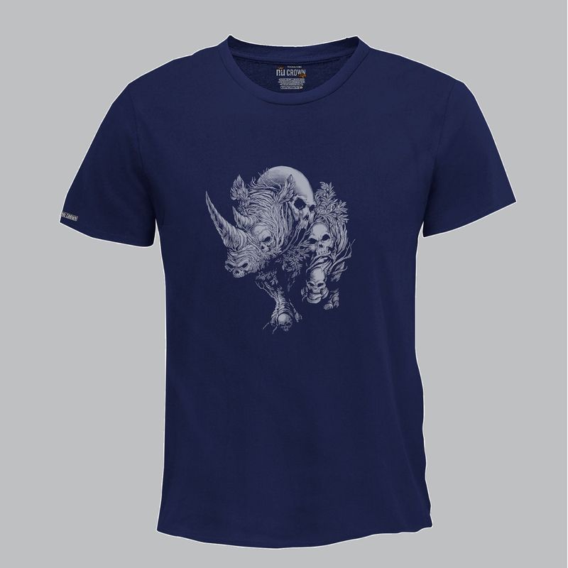 CREACIONES NU CROWN - Camiseta Rinoceronte Craneos Hombre Color Azul Nu Crown