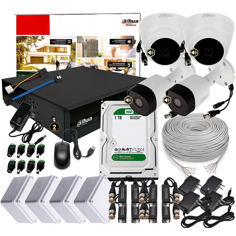 DAHUA - KIT DAHUA CAMARAS DE SEGURIDAD 1080P DVR 8 CH + CAMARAS AUDIO CCTV + DISCO 1 TB