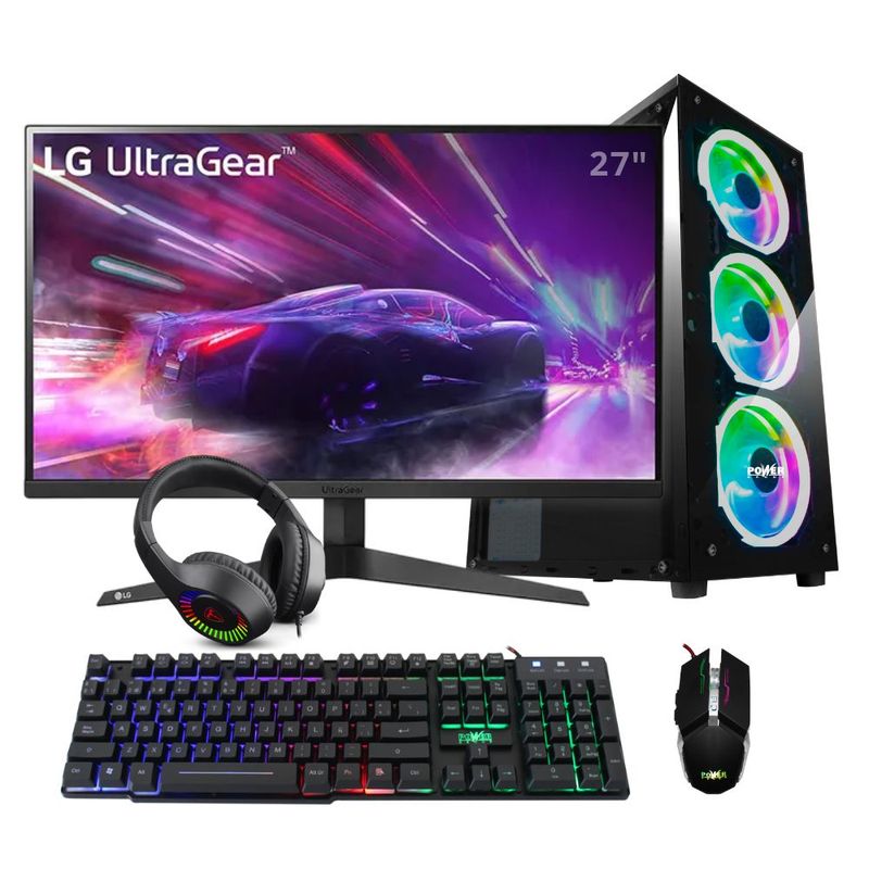 AMD - PC Gamer Rgb Ryzen 5 5600G + DDR4 16GB + SSD 512GB + Monitor 27'' Gamer.