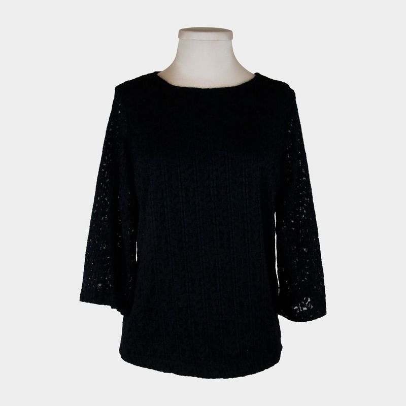 L Y H - Blusa Para Mujer Manga 34 Negro Marca L&H