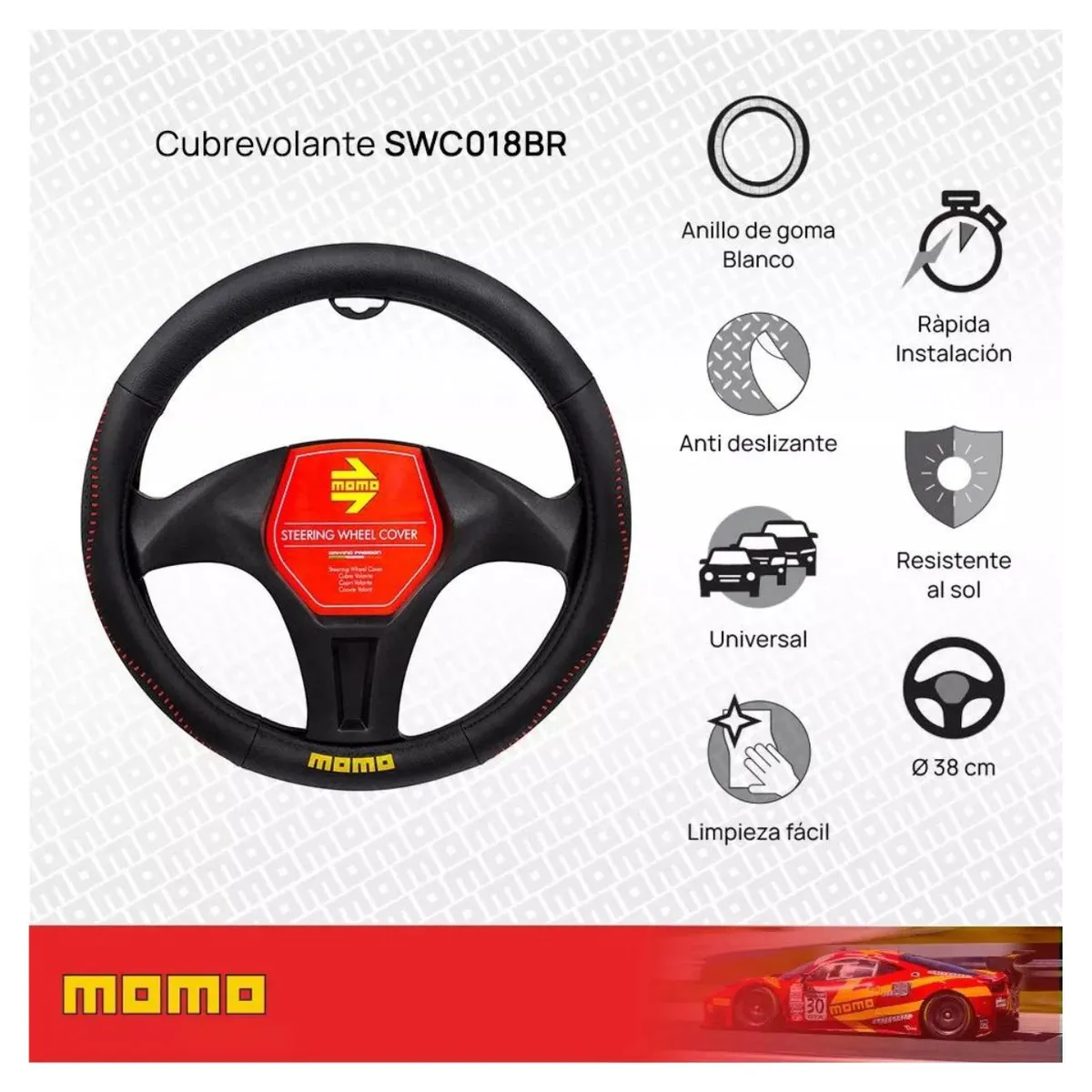 MOMO - Cubre Volante Carro Forro Protector Timon Momo SWC018BR
