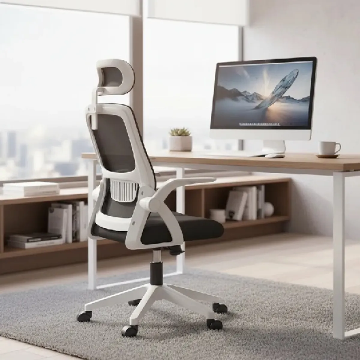 GENERICO - Silla Oficina Ergonómica Con Apoyo Lumbar Brazos Ajustables