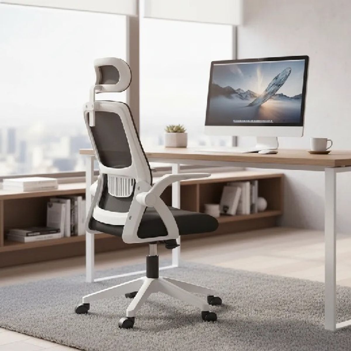 GENERICO - Silla Oficina Ergonómica Con Apoyo Lumbar Brazos Ajustables