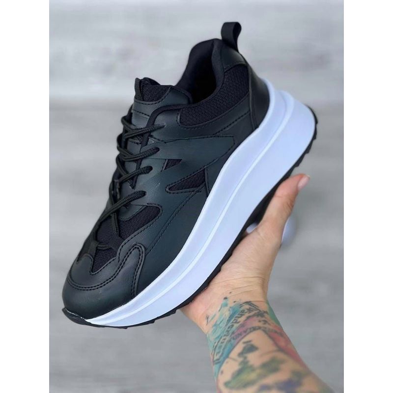 GENERICO - Tenis Negro Dama Zapatillas Zapatos Mujer Lindos Moda Casual_.