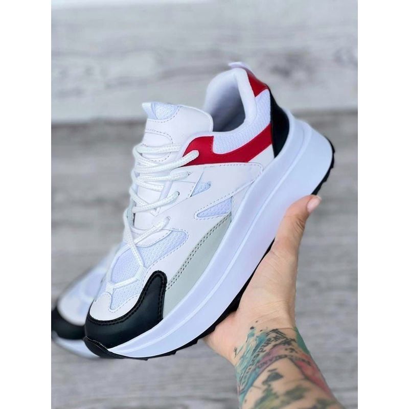 GENERICO - Tenis Rojo Negro Dama Zapatillas Zapatos Mujer Lindos Moda Casual