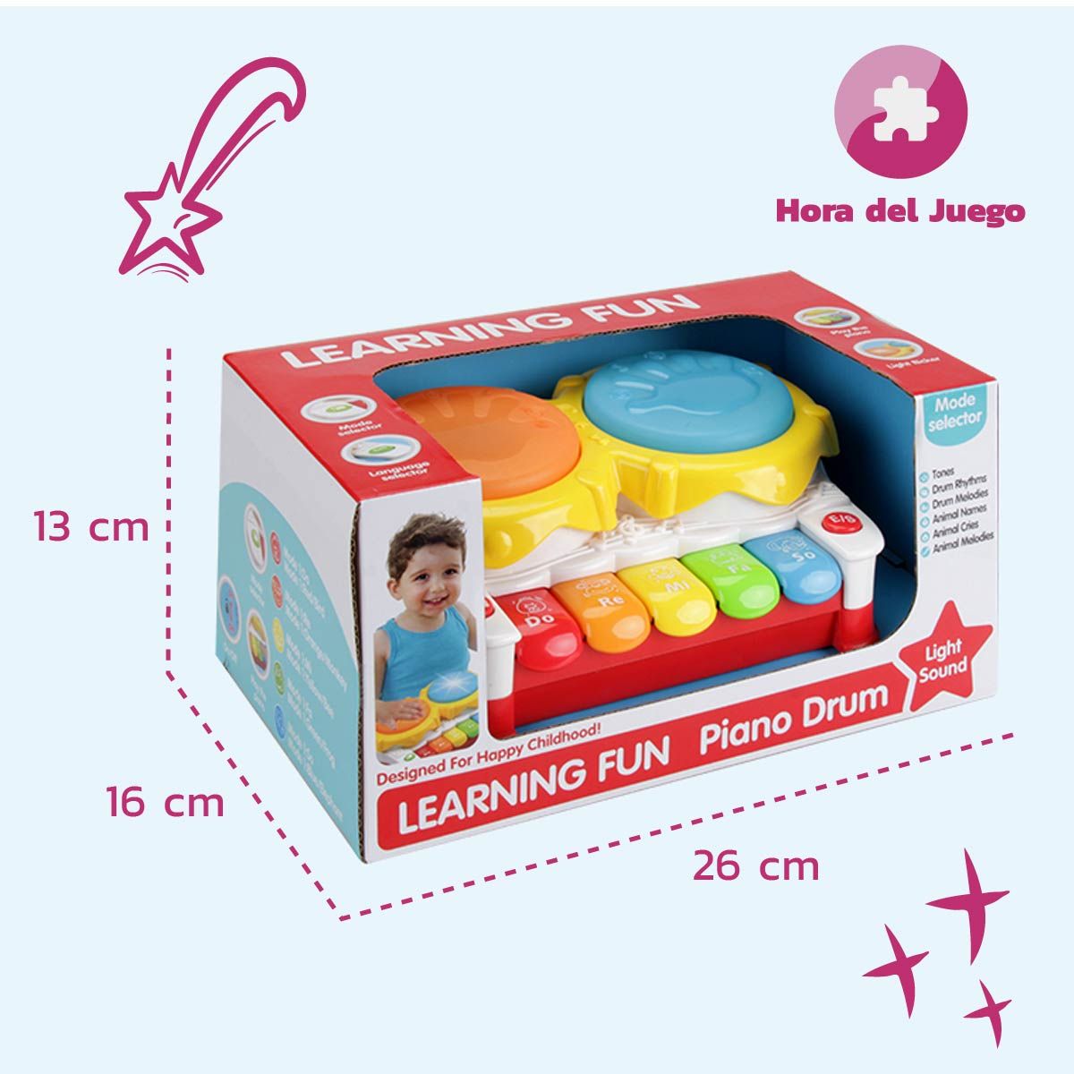ENFANT'ASY - Piano Tambor Musical Bebe Juguete Didactico Español E Inglés