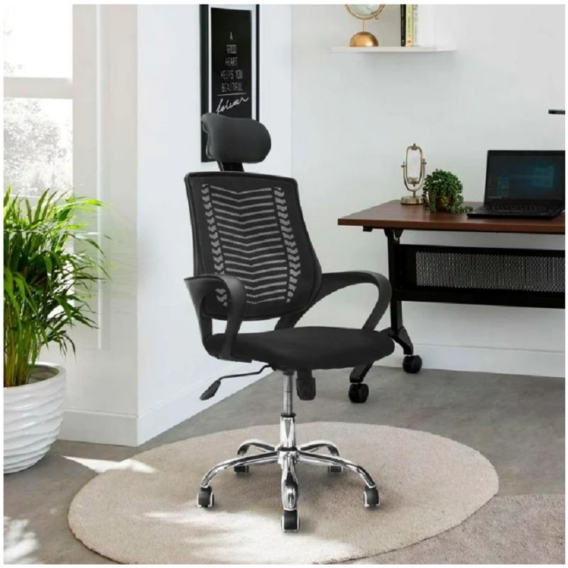 GENERICO - Silla Ergonómica Oficina Color Negro Espaldar Inclinado