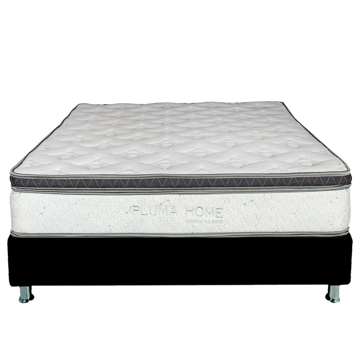 PLUMA HOME - Colchón con Base Cama 140x190 Firmeza Media Ortopédico + 2 Almohadas