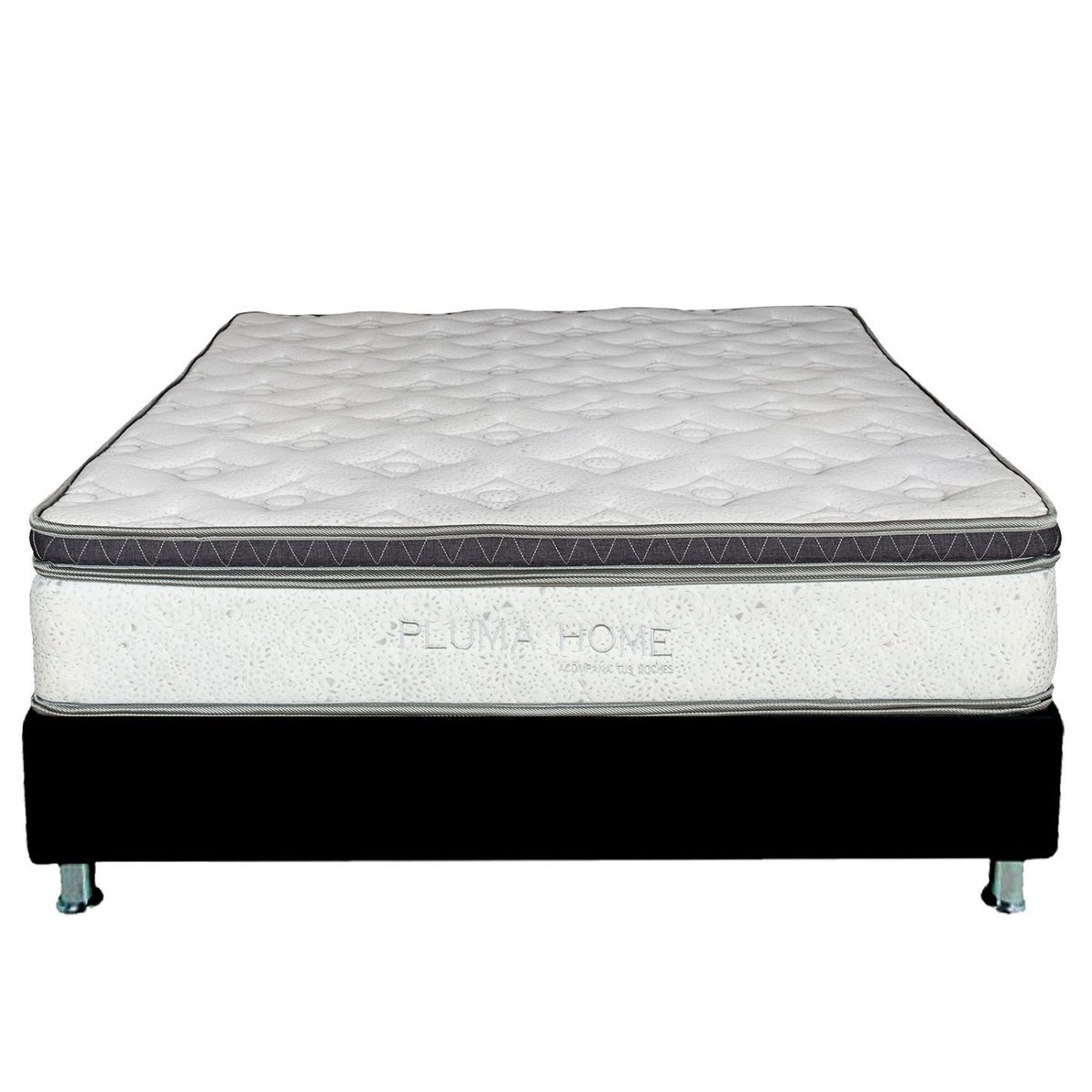 PLUMA HOME - Colchón con Base Cama 140x190 Firmeza Media Ortopédico + 2 Almohadas