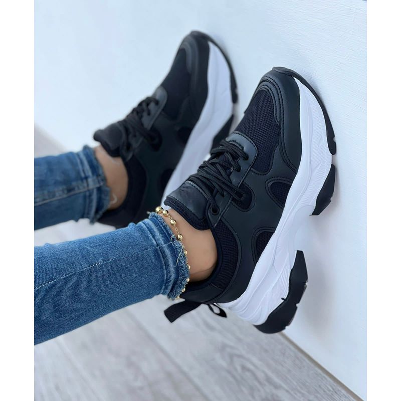 GENERICO - Tenis Negro Dama Mujer Zapatillas Zapatos Lindos Moda Casual