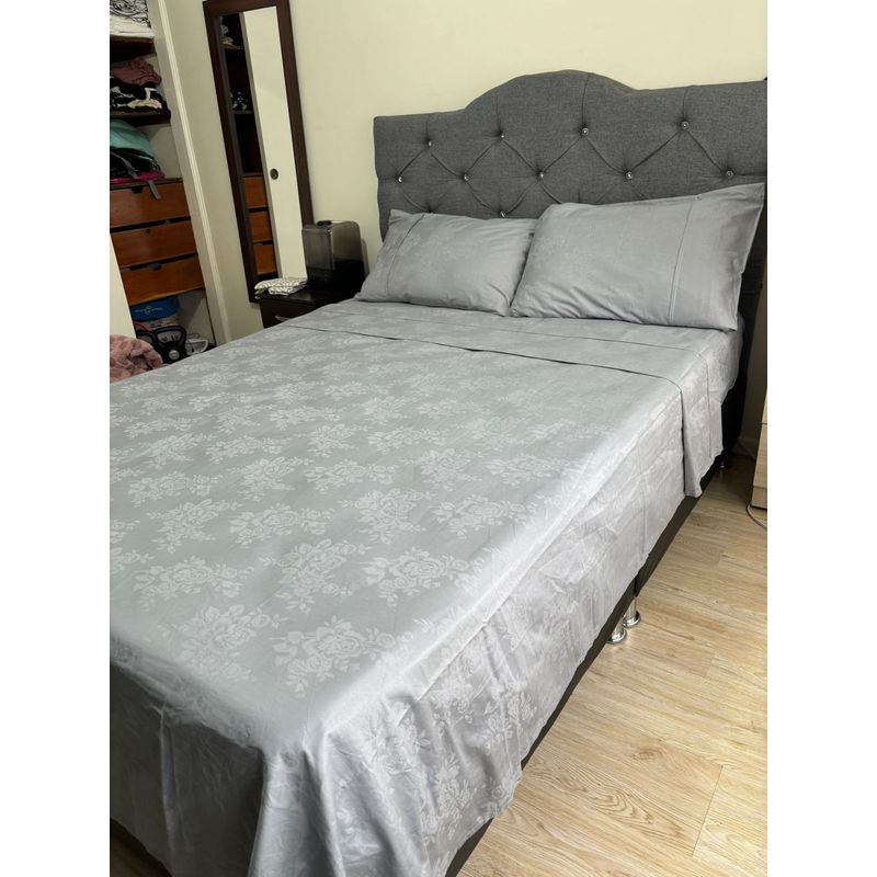 PREMIUM - Sabanas Gris Luxury - Cama Queen 35cm - 100% Algodón 400 Hilos