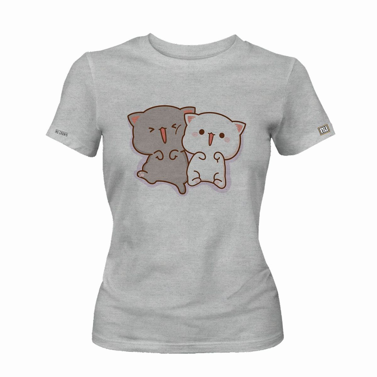 CREACIONES NU CROWN - Camiseta Dama Gaticos Gatos mujer Estampada Gris Original Nu Crown