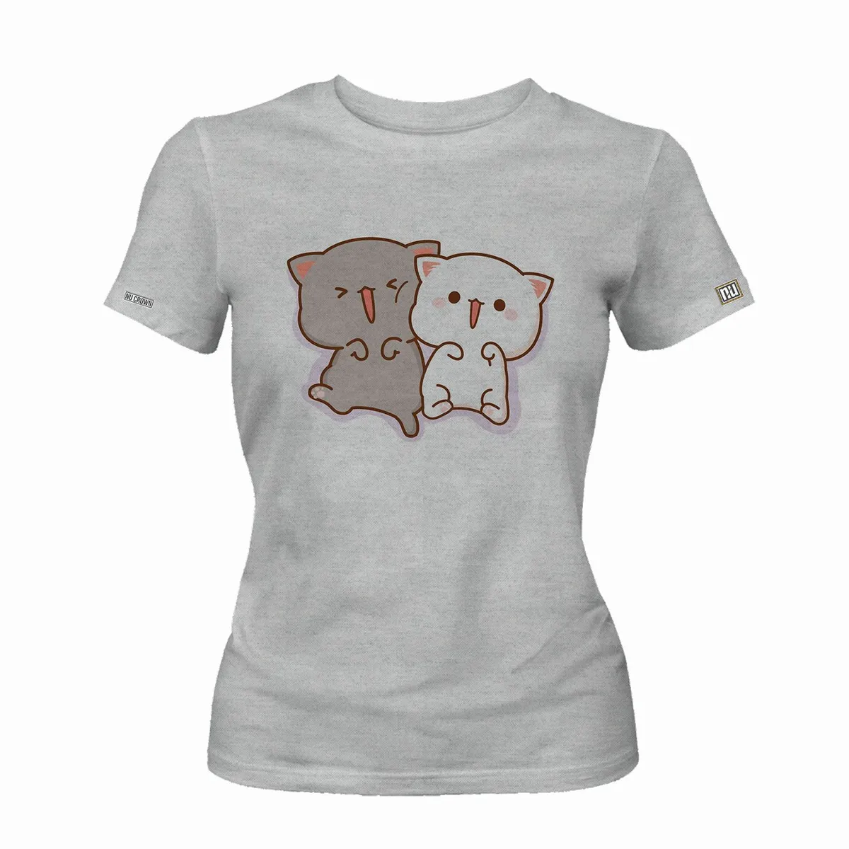 CREACIONES NU CROWN - Camiseta Dama Gaticos Gatos mujer Estampada Gris Original Nu Crown