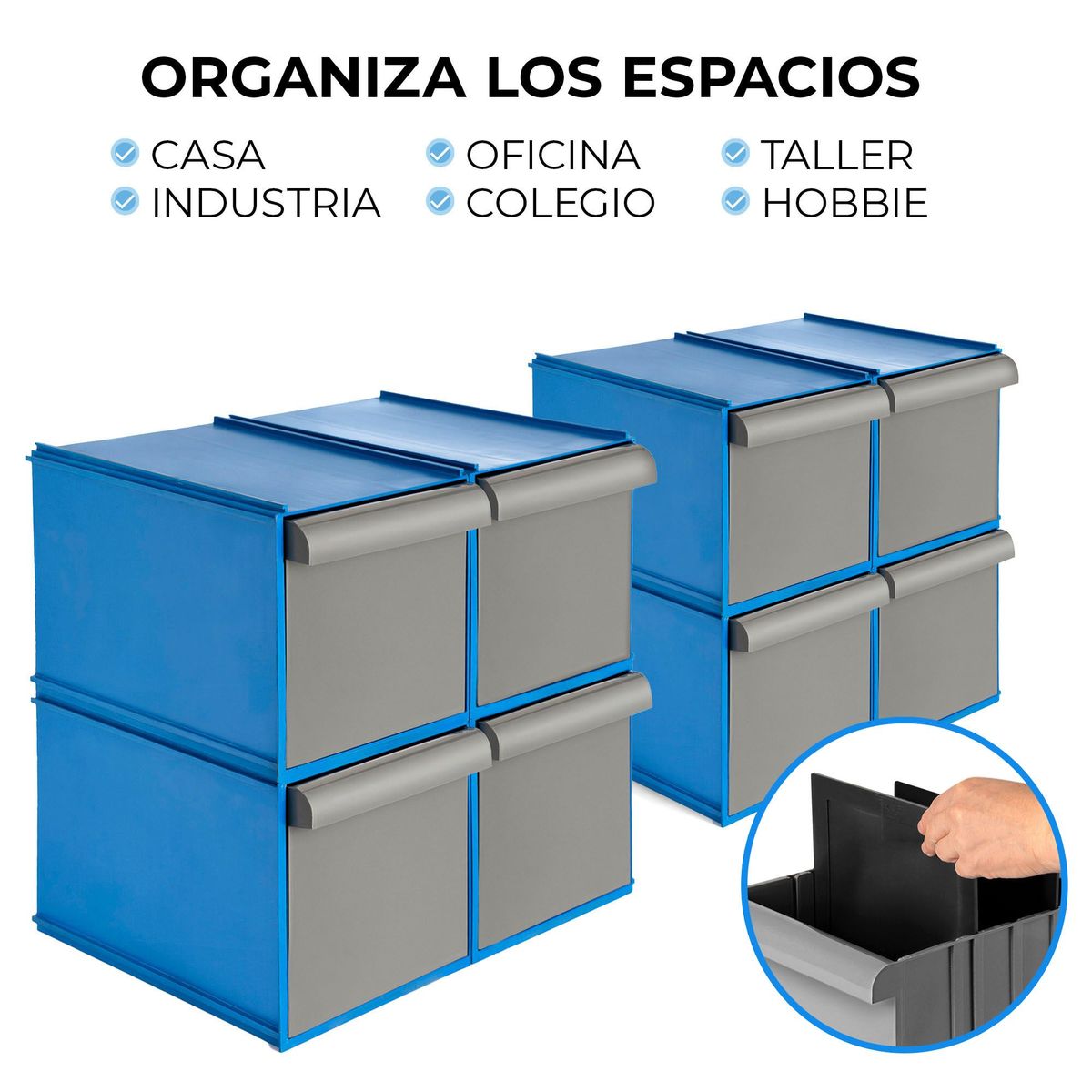 ENERGY PLUS - 8 cajones organizador herramienta apilables y modulares 25Kg