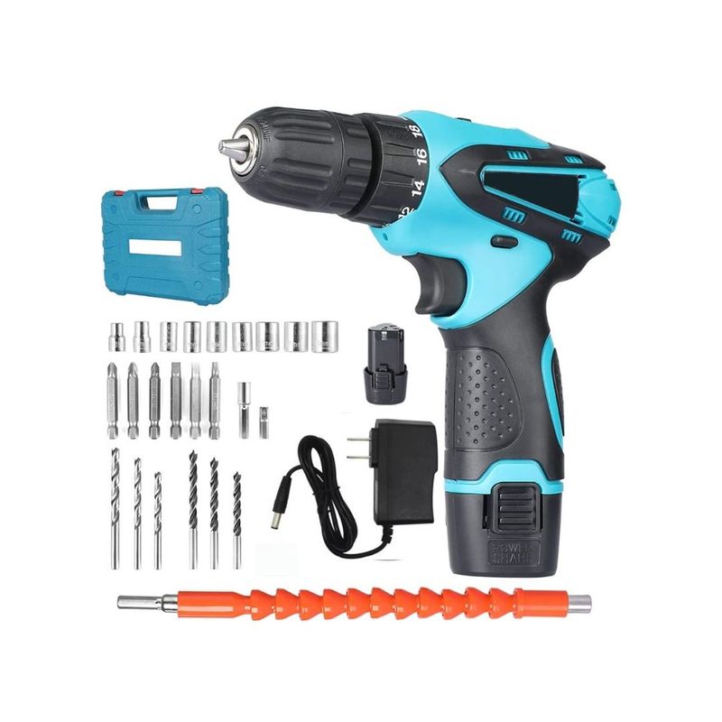 GENERICO - TALADRO PERCUTOR 18 VOLTIOS INALÁMBRICO 24 ACCESORIOS