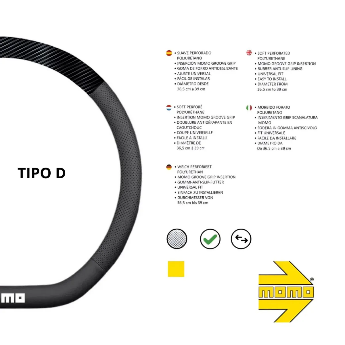 MOMO - Cubre Volante Carro Forro Protector Timon Tipo D Momo