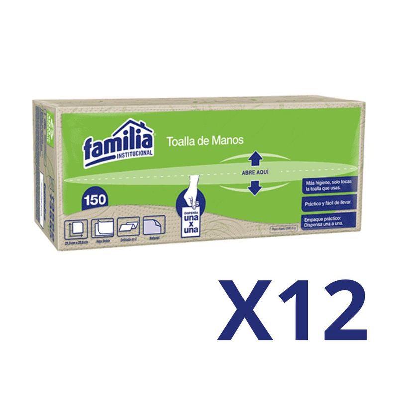 FAMILIA INSTITUCIONAL - Toalla de Manos en Z Natural Familia 150 hojas X12 Und