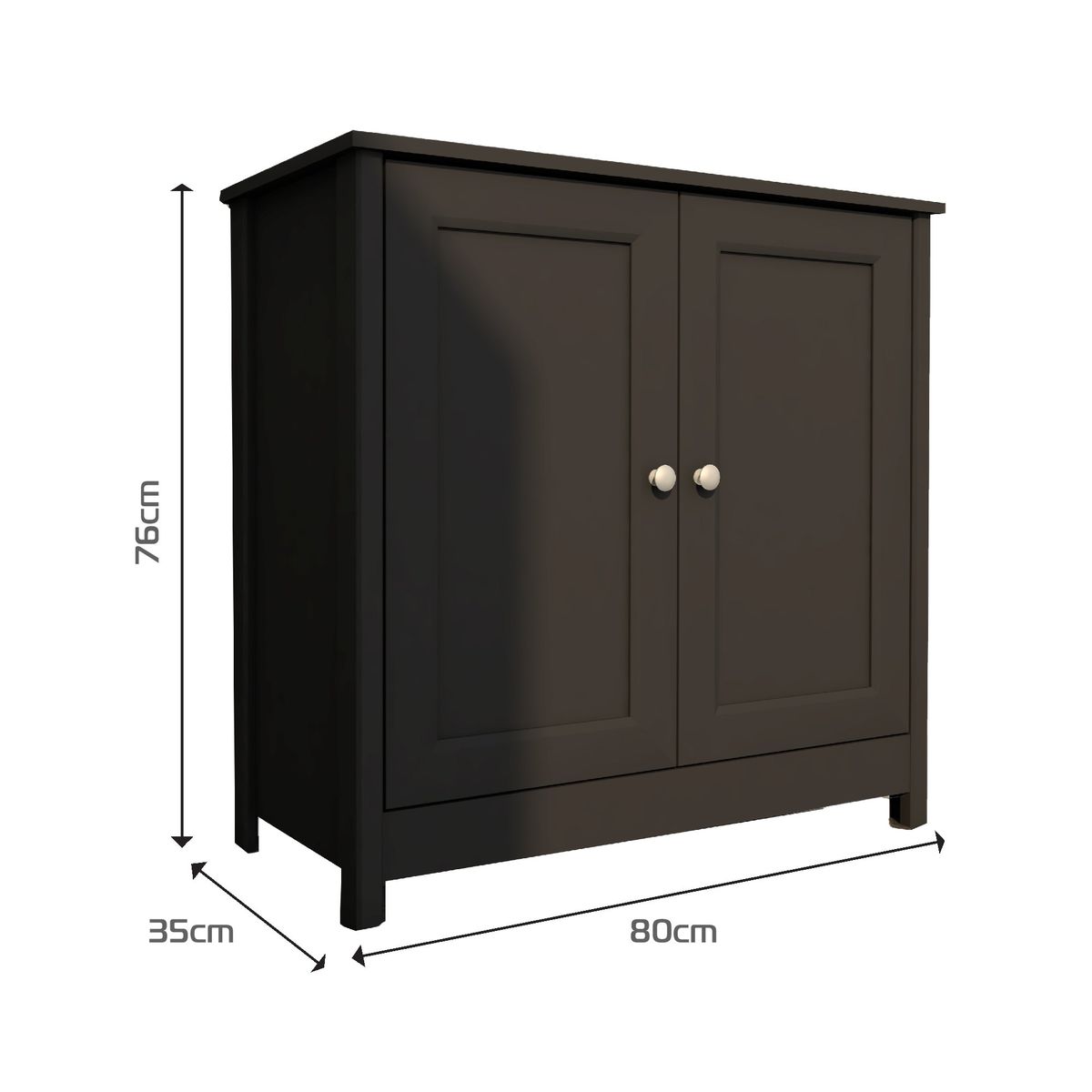 BERTOLINI - Mueble Recibidor Bifet 80cm en MDP 2 puertas Negro