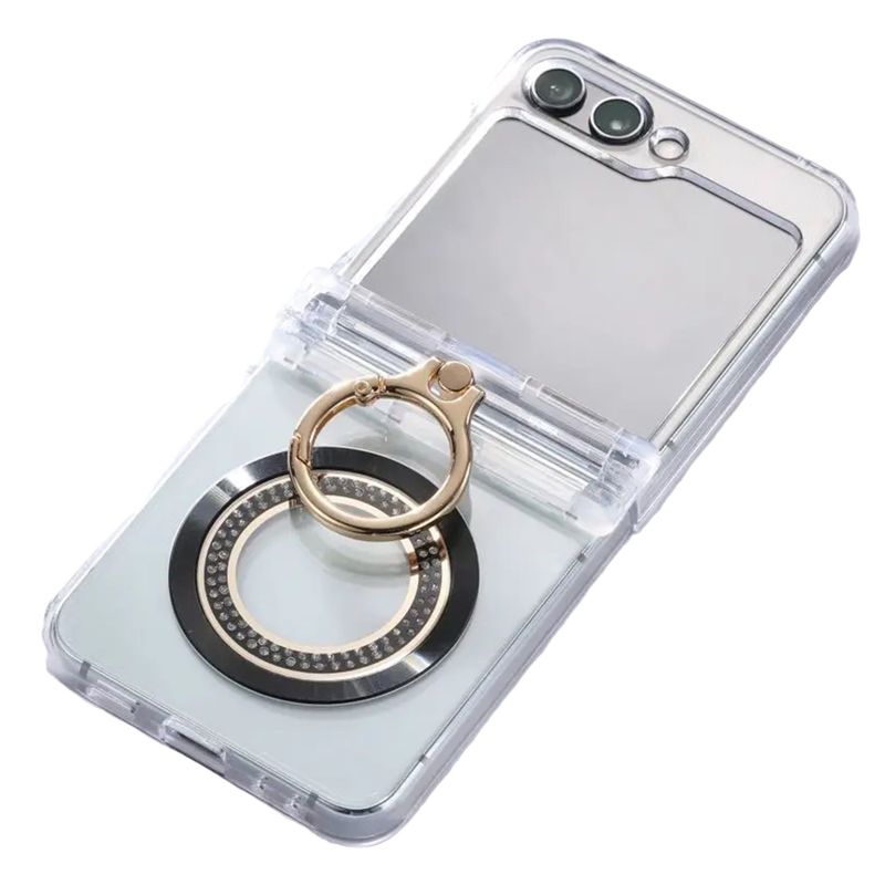 GENERICO - Funda Estuche Case Luxury Anillo Compatible Samsung Z Flip 5 Negro