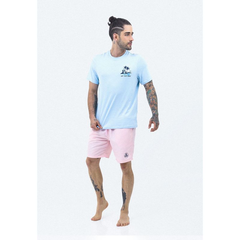 BELIFE - Camiseta De Playa Azul Cielo Oscuro Con Estampado Frontal, Posterior Para Hombre Belife