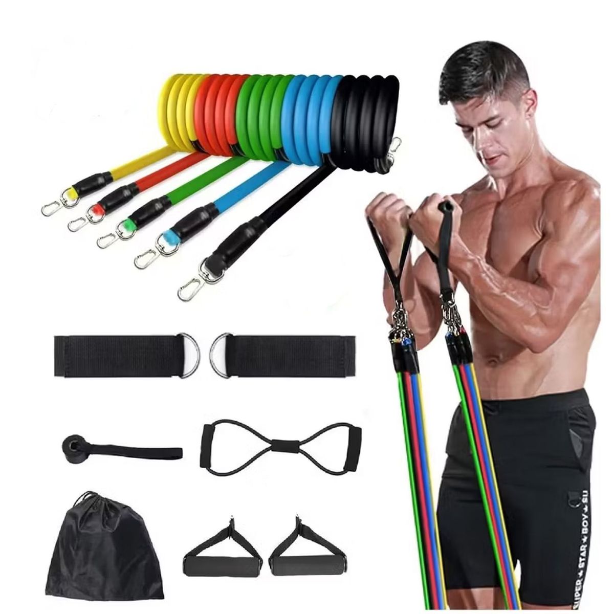 ONE PIXEL - Combo Bandas Elasticas Resistencia Tubulares Y Bandas Planas